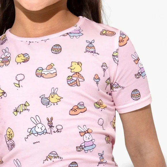 NWT Bellabu Bamboo Pink Easter Bunny Short 2-Pc Pajama Set,  18-24 Mo - Picture 2 of 4